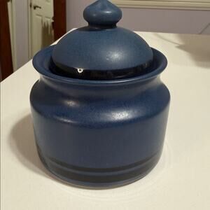 Pfaltzgraff Blue with Black Stripes Morning Light Covered Sugar Bowl